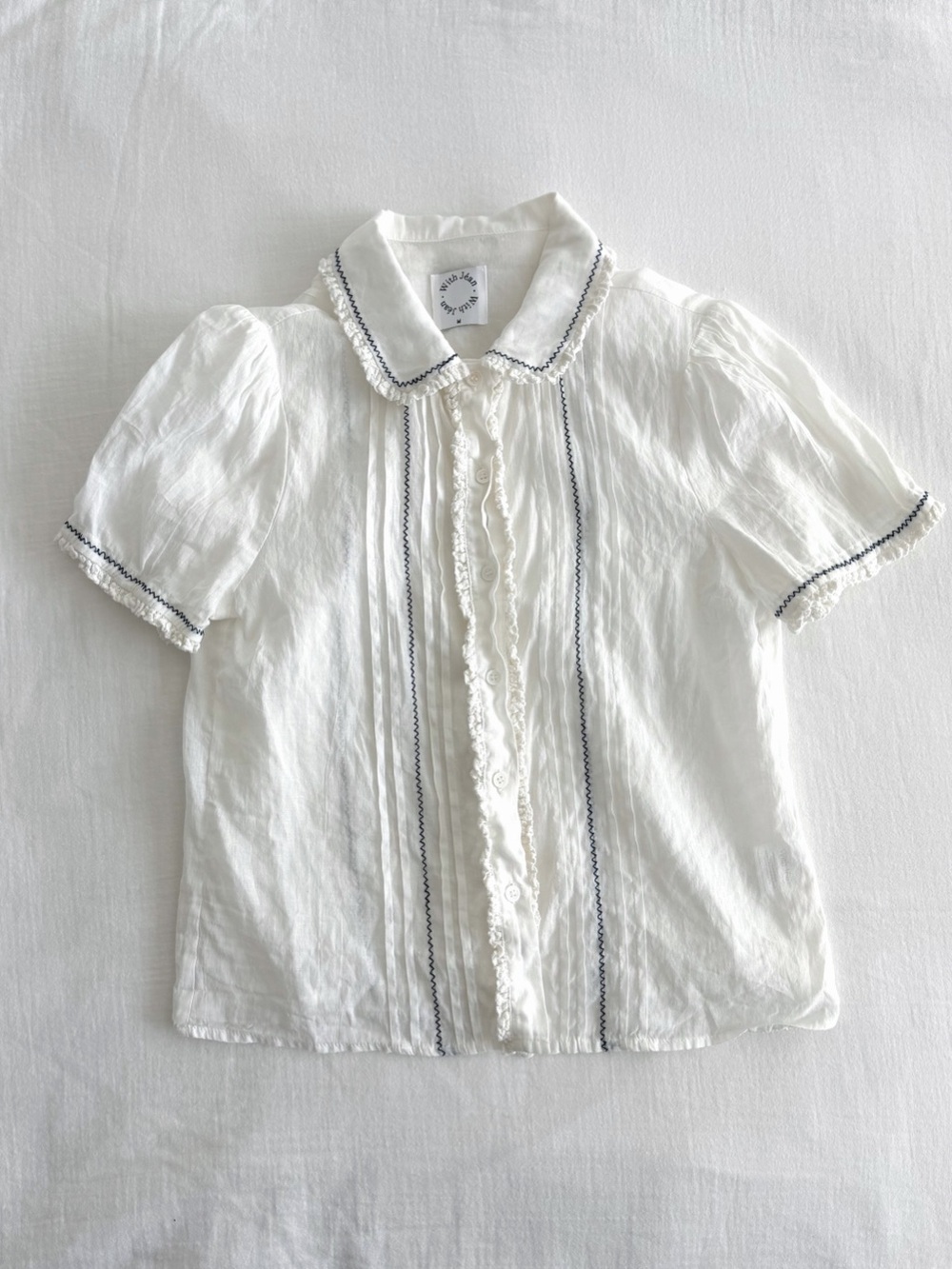 With Jean White Ischia Button Down Top